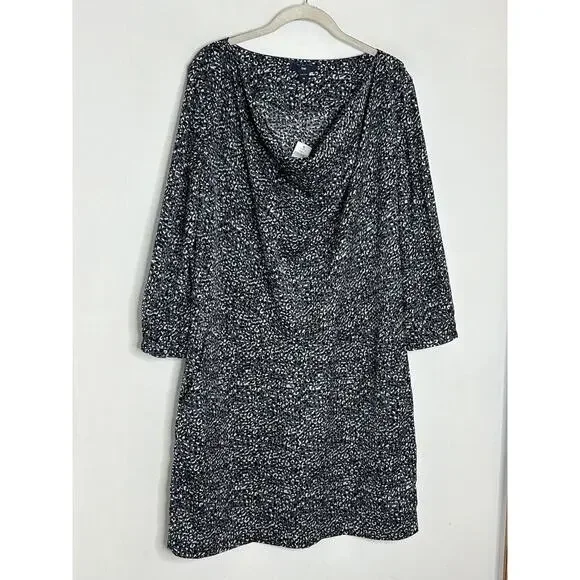 Gap Womens Blue Animal Print 3/4 Dolman Sleeve Draped Dress Size 14 New - Picture 2 of 7